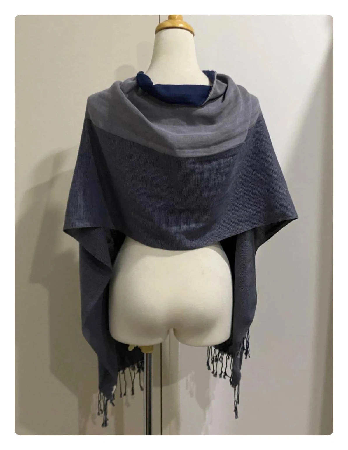 🧣 Bufanda / Chal Bicolor Azul & Gris 🧣 – photo 2